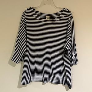 Blair 3/4 Sleeve Boat Neck Navy/White Striped Top, Women’s Size 3XL